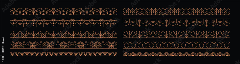 Poster Vector design elements and simple illustrations in simple linear style, packaging template and stickers, minimal designs for golden foil printing, organic products, cosmetics, cards, invitations