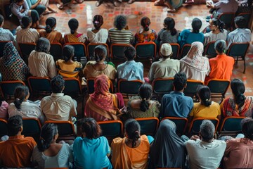 High Angle View of Diverse Audience Attentively Listening at Family Planning Seminar