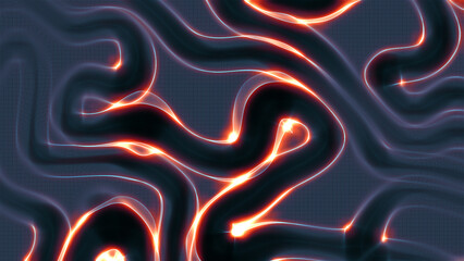 abstract looped dynamic composition of luminous particles like garland. Abstract particle background with depth of field.