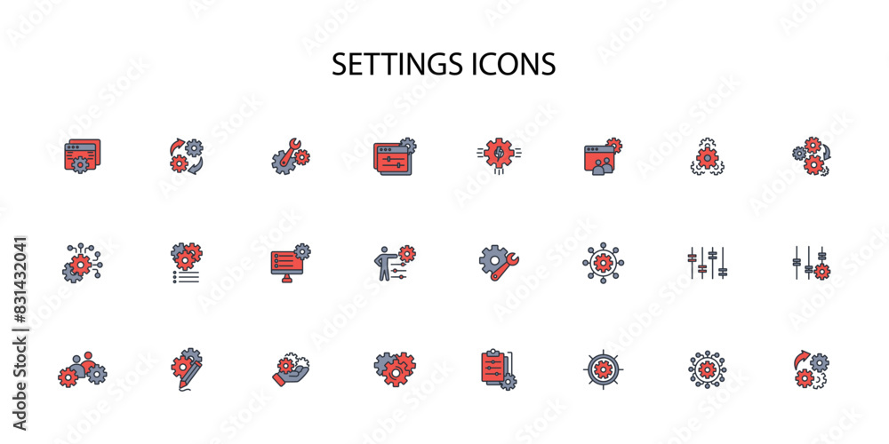 Poster settings icon set.vector.editable stroke.linear style sign for use web design,logo.symbol illustrati