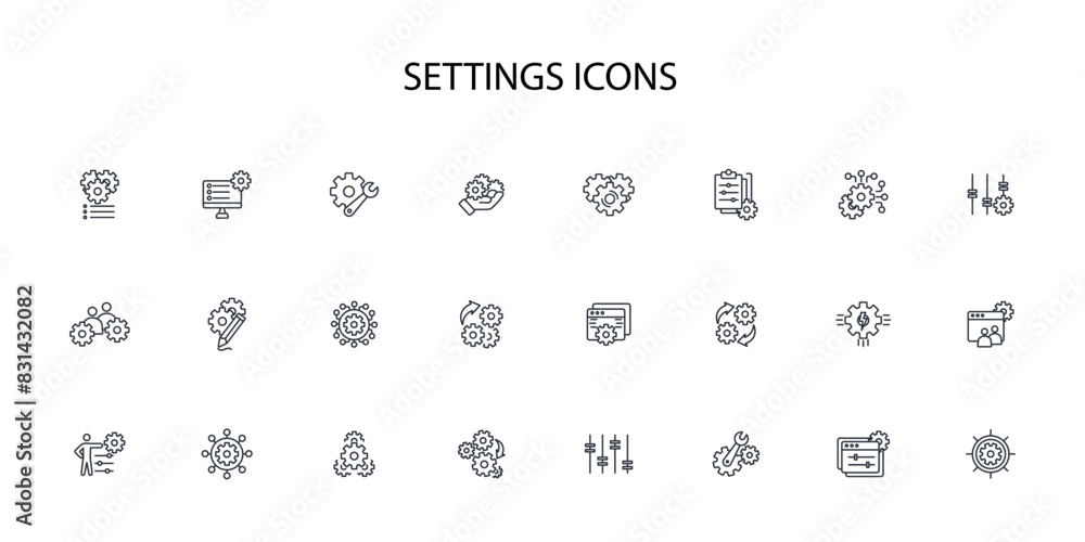 Poster settings icon set.vector.editable stroke.linear style sign for use web design,logo.symbol illustrati