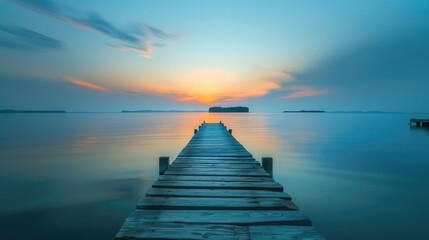 Holiday Quote. Inspirational Motivating Quote on Sunset Pier Overlooking Lake and Nature