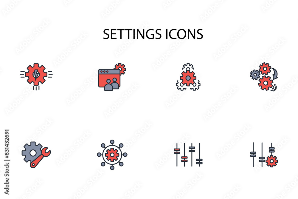 Poster settings icon set.vector.editable stroke.linear style sign for use web design,logo.symbol illustrati