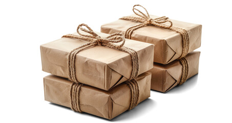 Obraz premium Box wrapped with twine on transparent background