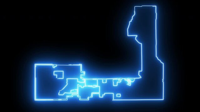 map of Glendale in Arizona with a blue glowing neon effect