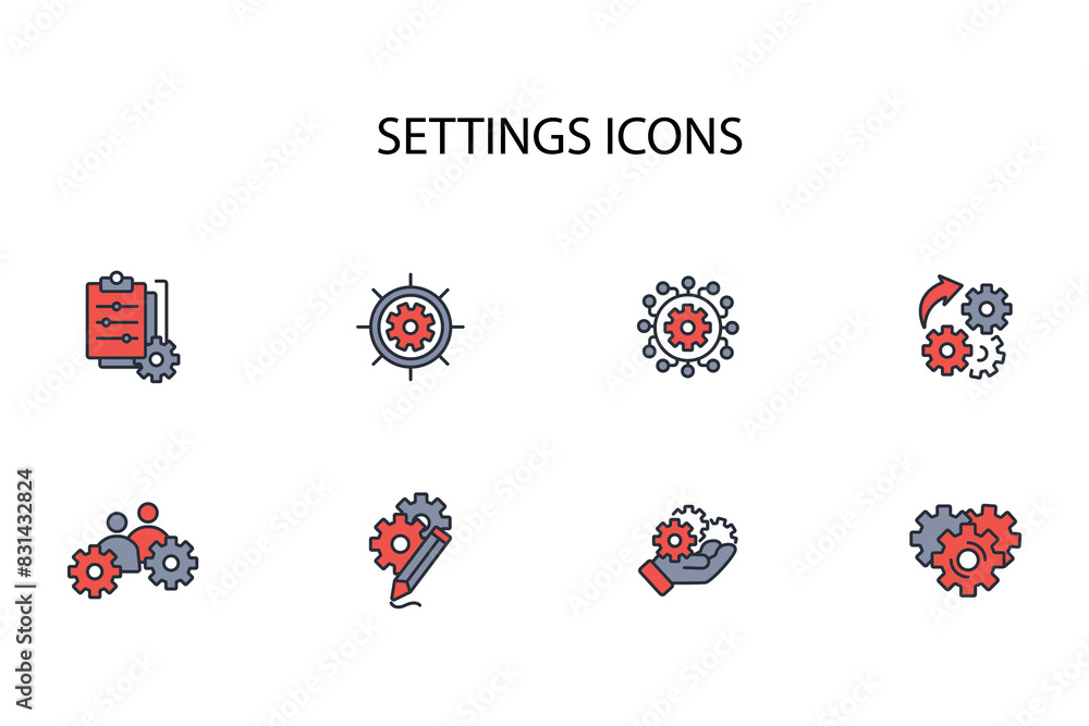 Poster settings icon set.vector.editable stroke.linear style sign for use web design,logo.symbol illustrati
