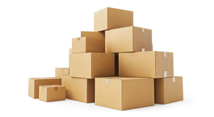 Boxes stacked together on a transparent background