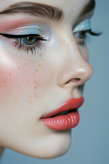 Naklejka premium Close-Up of Model with Creative Makeup 