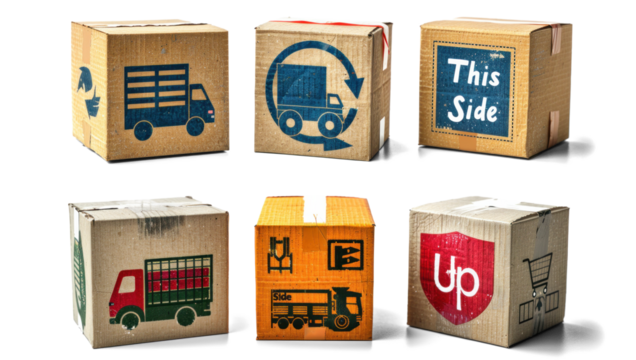 Cardboard Boxes with Various Icons