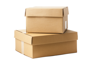 Two Cardboard Boxes Stacked Transparent Background