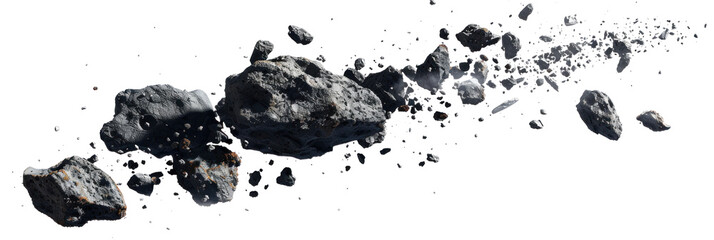 Asteroids breaking into smaller pieces vector illustration