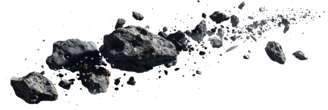 Asteroids breaking into smaller pieces vector illustration