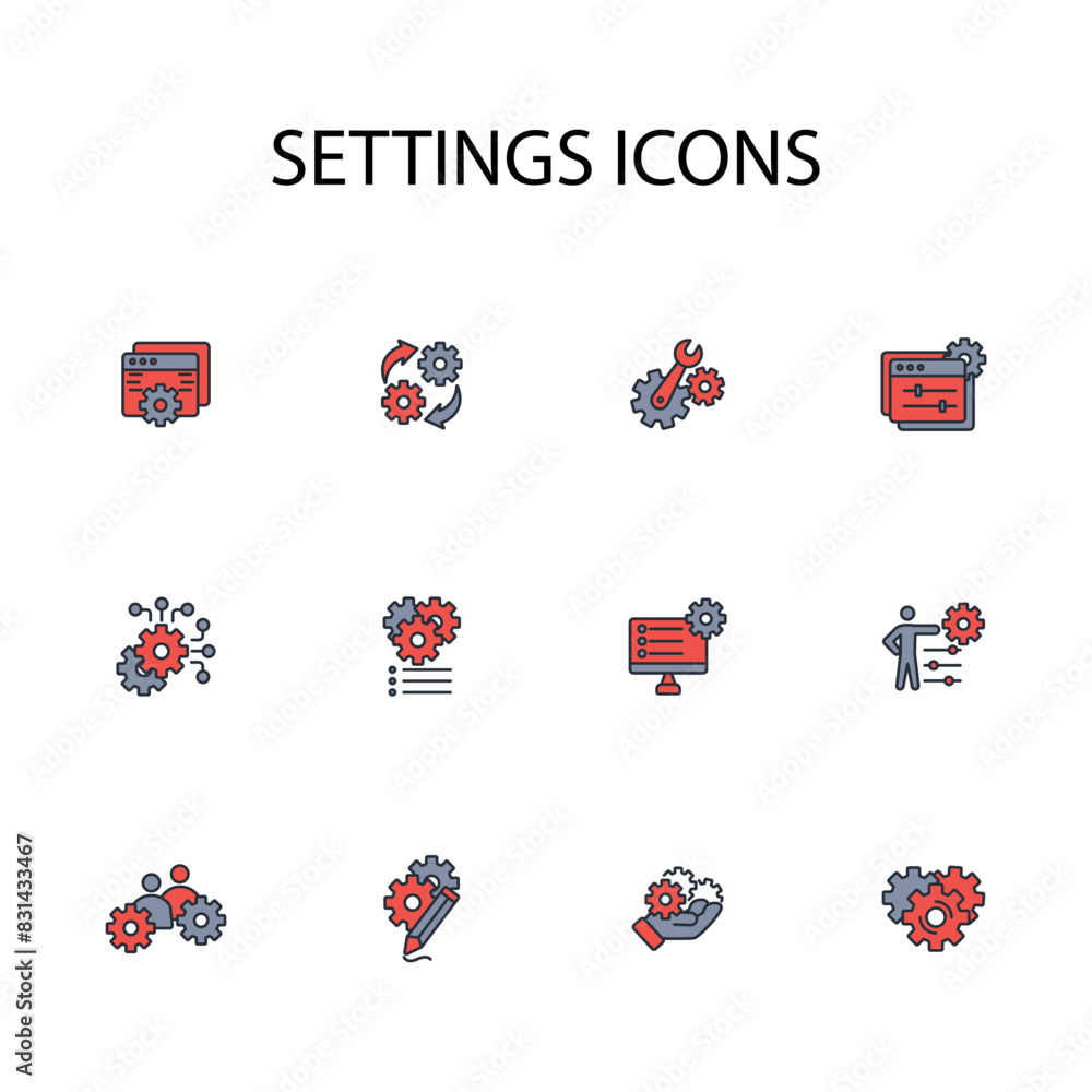 Poster settings icon set.vector.editable stroke.linear style sign for use web design,logo.symbol illustrati