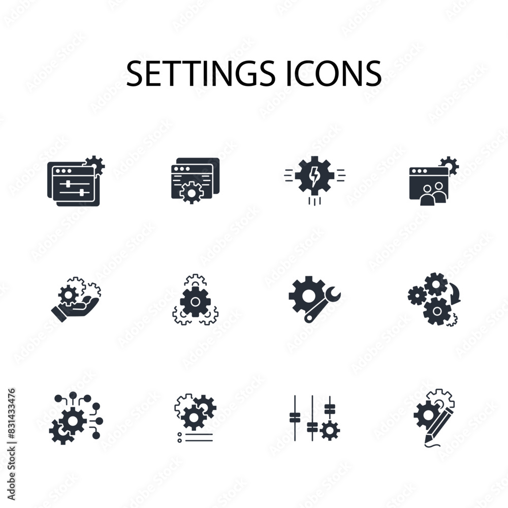 Poster settings icon set.vector.editable stroke.linear style sign for use web design,logo.symbol illustrati
