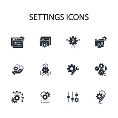 Settings icon set.vector.Editable stroke.linear style sign for use web design,logo.Symbol illustration.