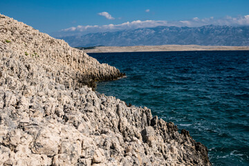 Rocky Coast of Mediterranean Sea in Croatia during summer season