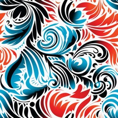 Fototapeta premium Seamless Pattern of Colorful Geometric Pattern with Traditional Tribe Motifs