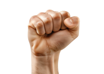 Hand Gesture of a Raised Fist on Transparent Background