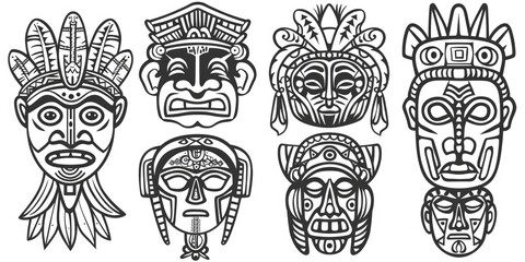 Obraz premium Mask Graphic. Ethnic Tribal Indian Aztec Design with Ornamental Symbols