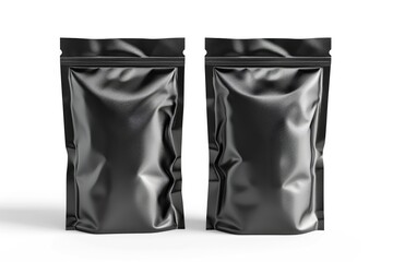 Stand Bag. Black Foil Food Doy Pack Mockup with Zipper Packaging