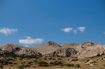 Hilly landscape of the croatian island of Pag on the Mediterranean Sea