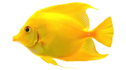 Tropical Fish Color. Isolated Yellow Tang Fish in vibrant Marine Aquarium Setting