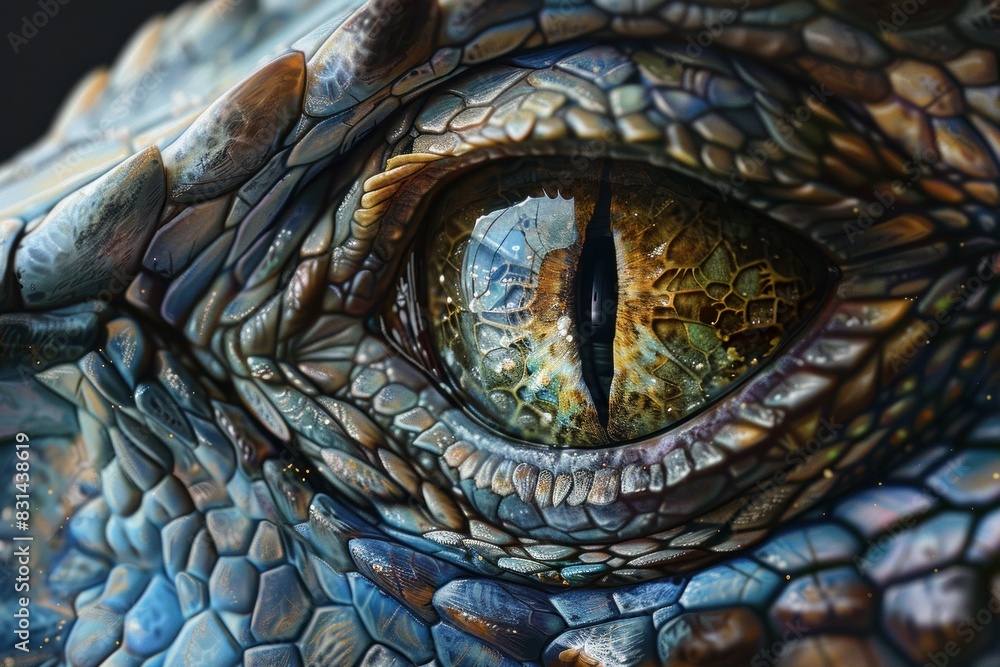 Poster mesmerizing highresolution macro photography of an intense reptile eye closeup with vivid detail and