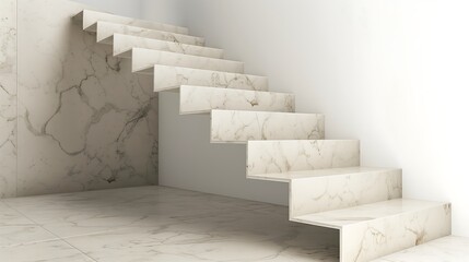 A modern staircase with steps that appear to be carved from a single block of marble