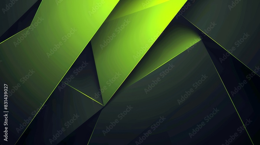 Wall mural the illustrated abstract background resembles three-dimensional paper folds in metallic green and gr - Wall murals