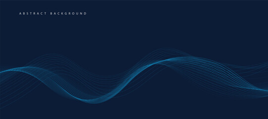 Abstract vector modern background with blue wavy lines and particles. Technology backdrop.
