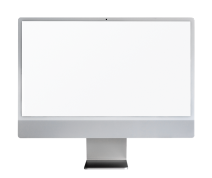 Isolated computer display with white blank screen. PC monitor mockup.