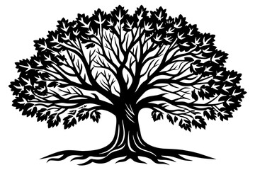 green tree silhouette vector illustration