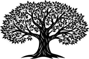 green tree silhouette vector illustration