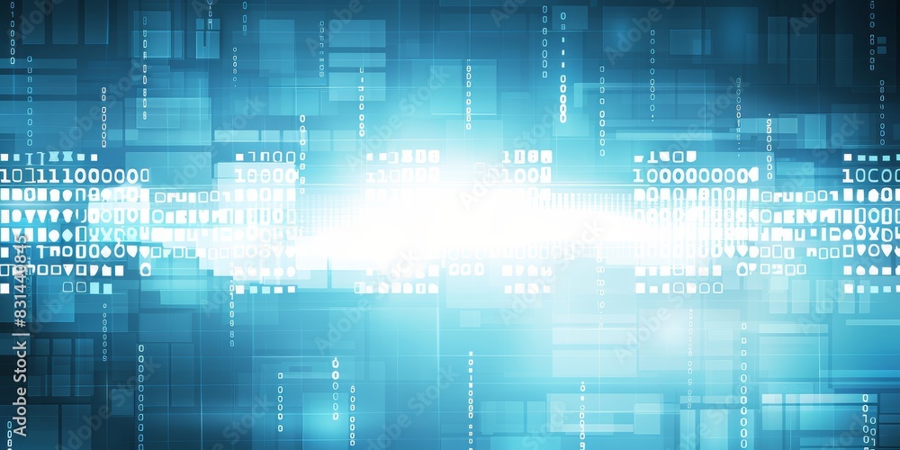 Poster Abstract digital background featuring binary code and data flow, illustrating the intricate network and communication systems in the technology-driven world, Generative AI