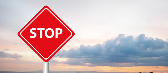 no entry sign on clouds dead end road, end of road background