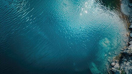 Fototapeta premium Lake Water Texture. Aerial View of Blue Lake Surface from Above
