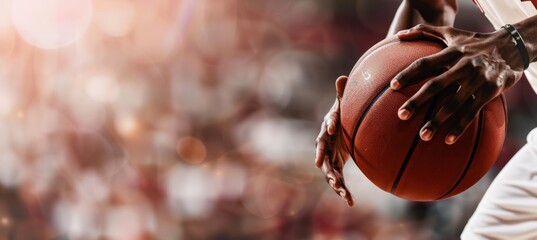 Basketball Player Dribbling with Intense Focus During an Olympic Game - Perfect for Sports Design, Poster, or Print