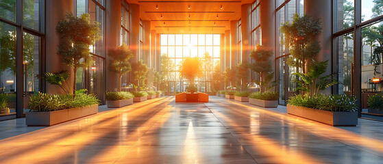 panoramic view of an office environment with a soft focus creating a dreamy abstract atmosphere Panorama Stitching and Weather Sealing capture the expansive and soft nature of the scene