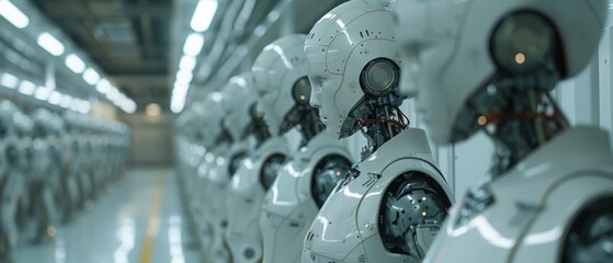 Fototapeta premium Within the confines of a high-tech laboratory, a team of engineers works tirelessly to perfect the next generation of robotic companions, 