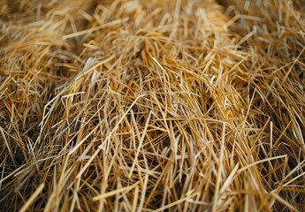 Close-up view of dry hay.