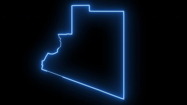 map of Yuma in Arizona with a blue glowing neon effect
