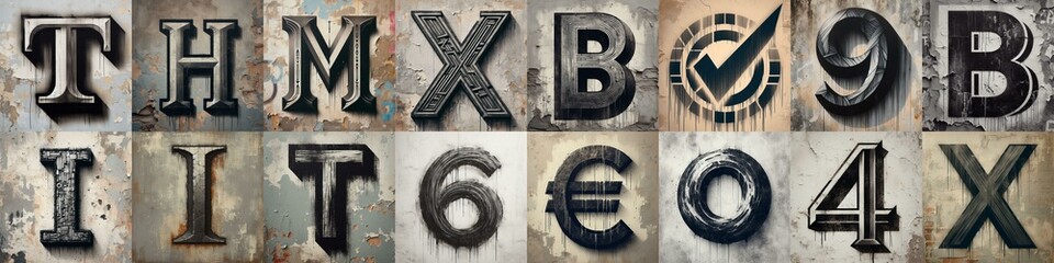 Graffiti style mono color Lettering Typeface. AI generated illustration