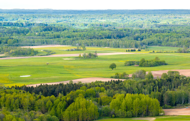 Obraz premium Spring landscape in the countryside of Latgale, Latvian nature.