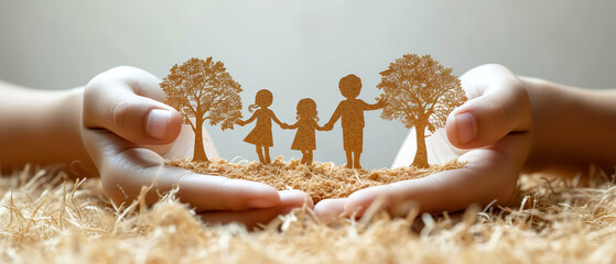 Paper Family Cutout with Natural Backdrop