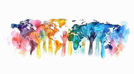 World Humanitarian Day. white background, watercolor style. text Digital illustration