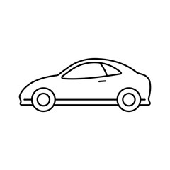 Car icon. Black contour linear silhouette. Editable strokes. Side view. Vector simple flat graphic illustration. Isolated object on a white background. Isolate.