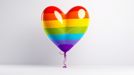 Love Knows No Bounds - Heart Balloon with Pride Flag, Vibrant Digital Illustration on White Background