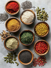 Photo of a variety of natural delicious cooking spices