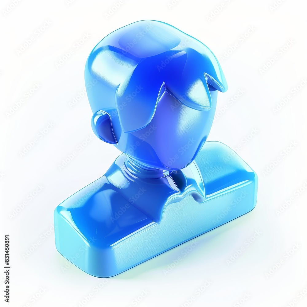 Poster 3D blue avatar icon representing a digital user profile, symbolizing modern technology, virtual identity, and sleek design in digital and internet applications, Generative AI
