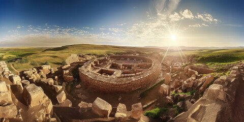The panorama of Gobekli Tepe Turkey offers a breat_001